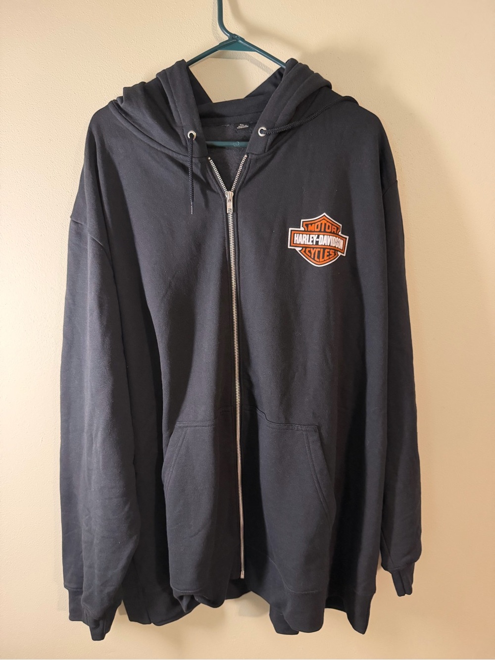 Harley-Davidson Black Zip Hoodie with Orange Logo